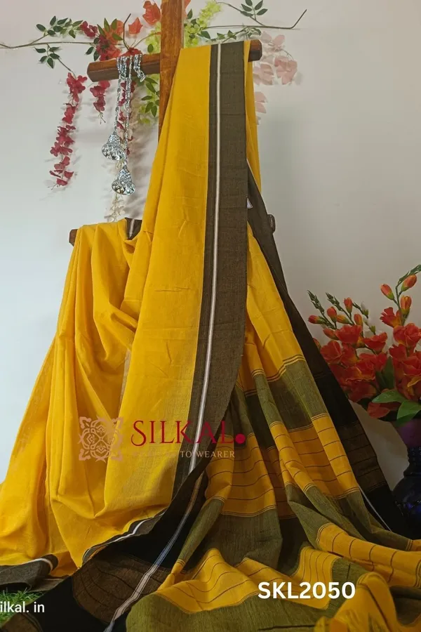 Patteda_Anchu_Pure_Cotton_Handloom_Saree_Code-_SKL1093