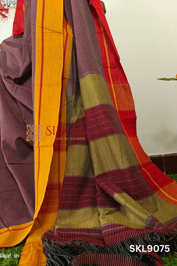 Patteda_Anchu_Pure_Cotton_Handloom_Saree_Saree_Code-_SKL1092