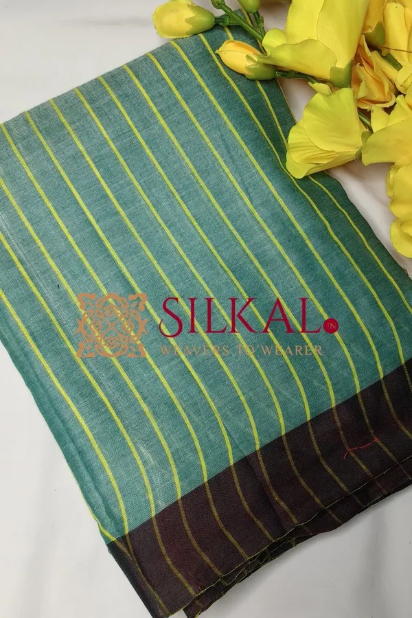 Ilkal_Handloom_Mercerised_Cotton_Stripe_Saree_SKL03399