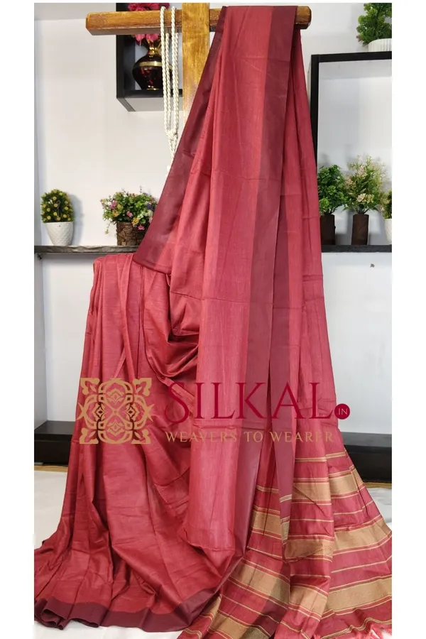 Ilkal_Handloom_Mercerised_Cotton_Plain_Saree_SKL03407