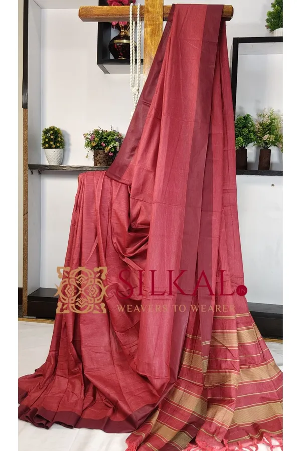 Ilkal_Handloom_Mercerised_Cotton_Plain_Saree_SKL03407