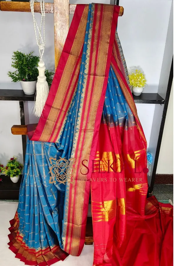 Ilkal_Cotton_Silk_Jarri_Checks_Saree_SKL04154