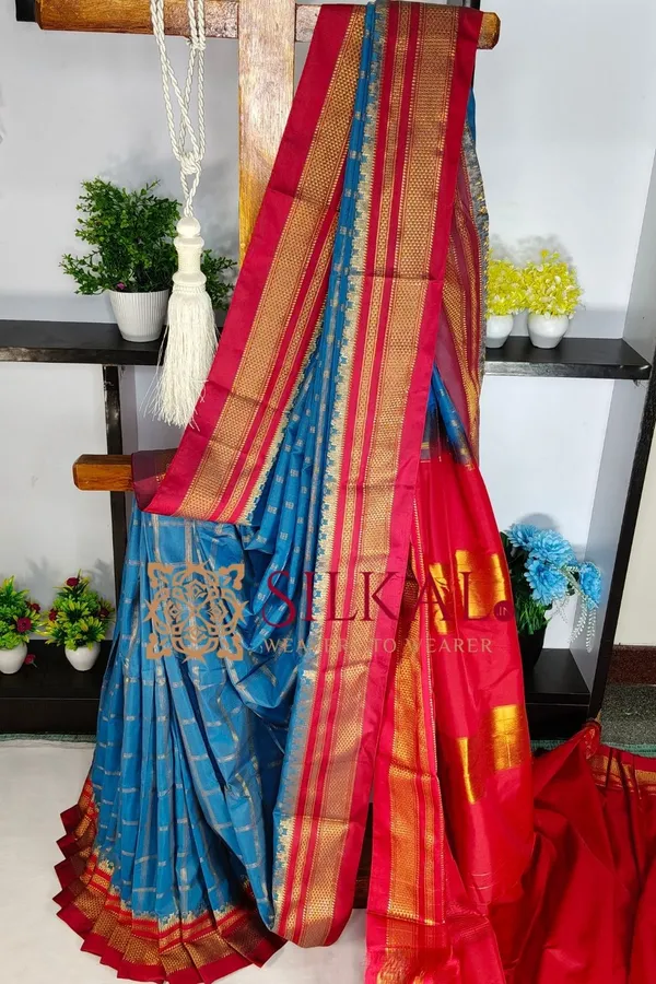 Ilkal_Cotton_Silk_Jarri_Checks_Saree_SKL04154