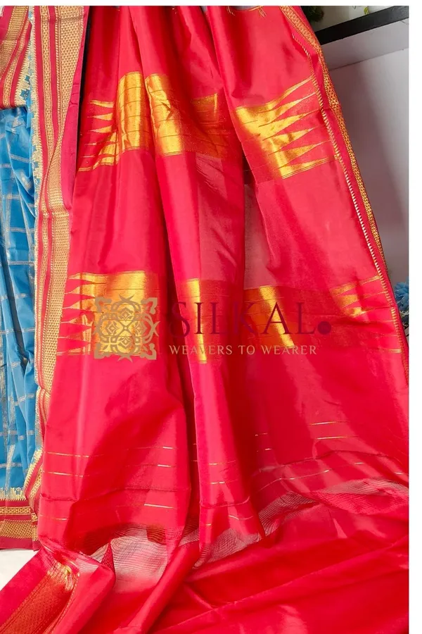 Ilkal_Cotton_Silk_Jarri_Checks_Saree_SKL04154