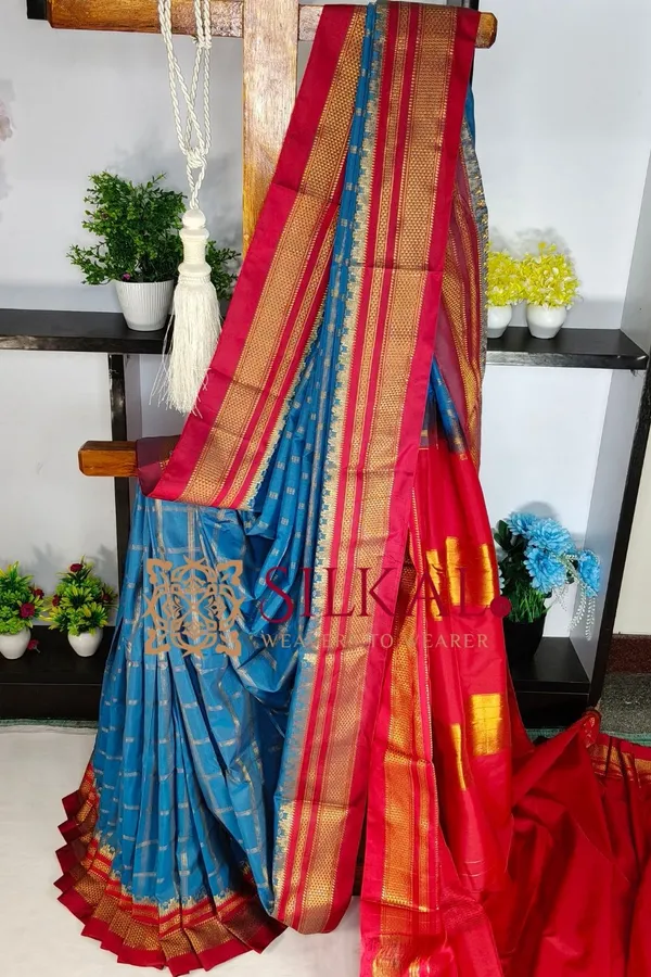 Ilkal_Cotton_Silk_Jarri_Checks_Saree_SKL04154