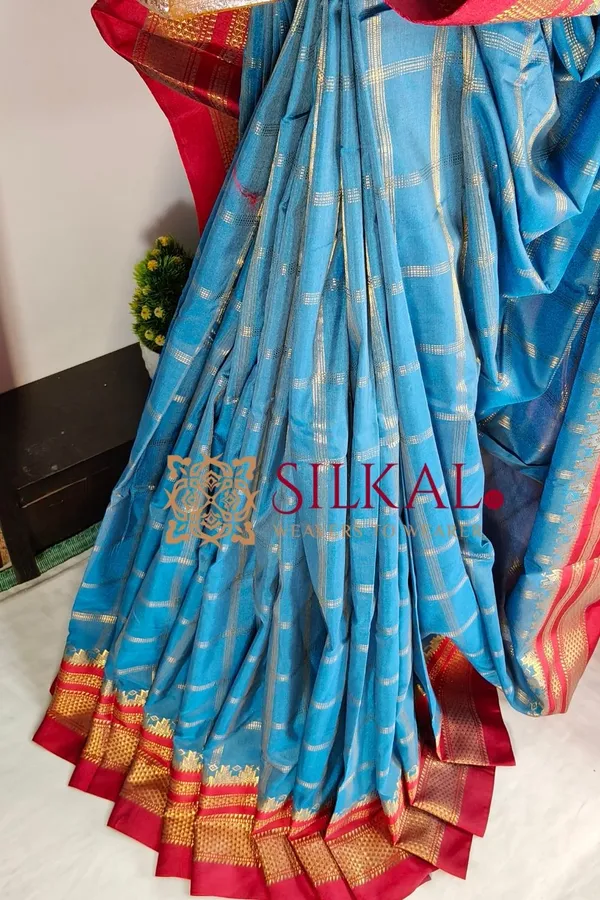 Ilkal_Cotton_Silk_Jarri_Checks_Saree_SKL04154
