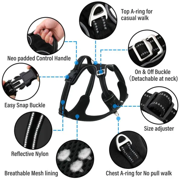 HANK_3M_Reflective_No_Pull_Dog_Harness_|_Black