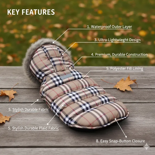 Beige_Polyester_&_Cotton_Premium_&_Elegant_Checkered_Winter_Jacket_For_Dog