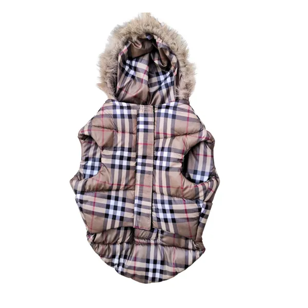Beige_Polyester_&_Cotton_Premium_&_Elegant_Checkered_Winter_Jacket_For_Dog