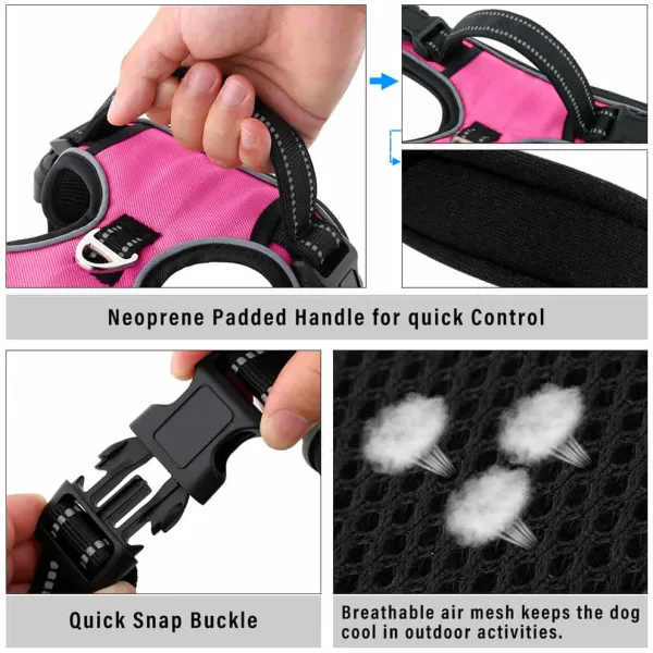 HANK_3M_Reflective_No_Pull_Dog_Harness_|_Pink