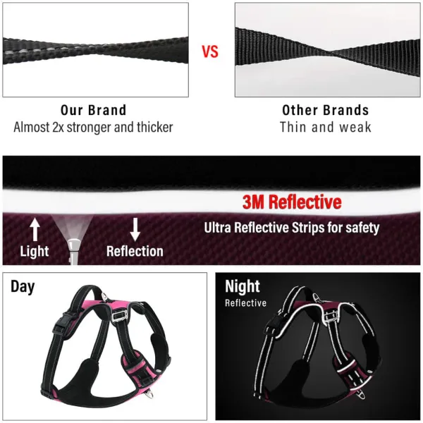HANK_3M_Reflective_No_Pull_Dog_Harness_|_Pink
