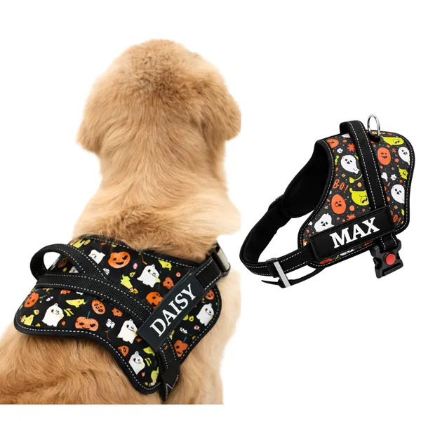 Dog_Harness_with_Custom_Name_&_Adjustable_Neck_Strip_&_Chest_Strip-Halloween