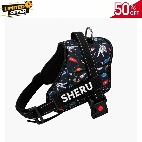 Dog_Harness_with_Custom_Name_&_Adjustable_Neck_Strip_&_Chest_Strip_-Astronaut