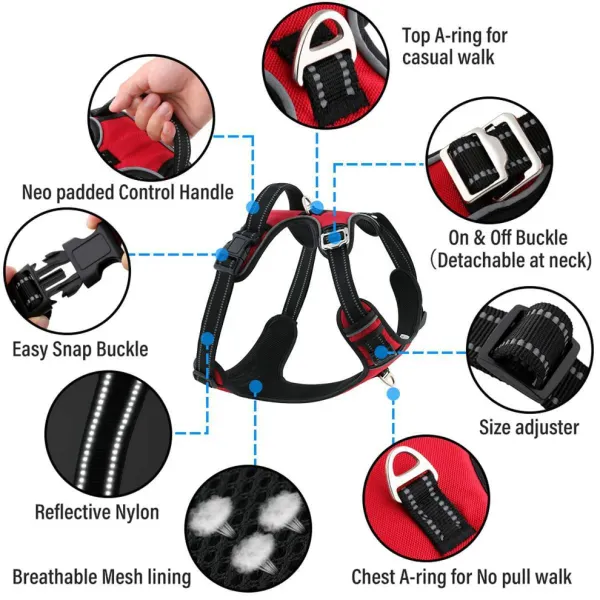 HANK_3M_Reflective_No_Pull_Dog_Harness_|_Red