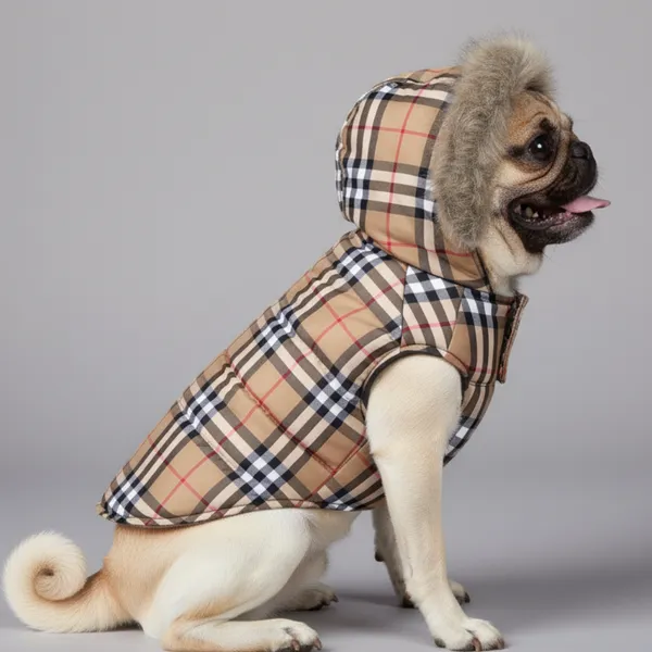 Pink_Polyester_&_Cotton_Premium_&_Elegant_Checkered_Winter_Jacket_For_Dog
