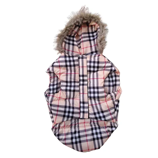 Pink_Polyester_&_Cotton_Premium_&_Elegant_Checkered_Winter_Jacket_For_Dog