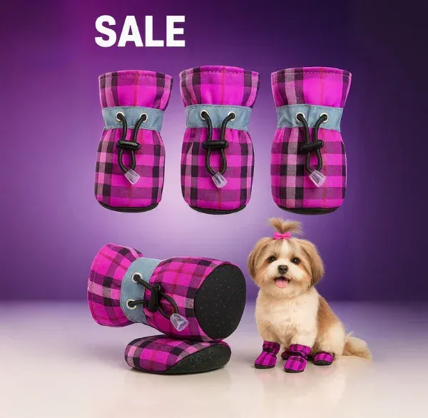DogsMart_Dog_Shoes_for_Dogs,_Waterproof_Anti-Slip_Paw_Boots_for_Walking,_Rain_&_Hot_Floor,_Adjustable_Pet_Shoes,_Set_of_4