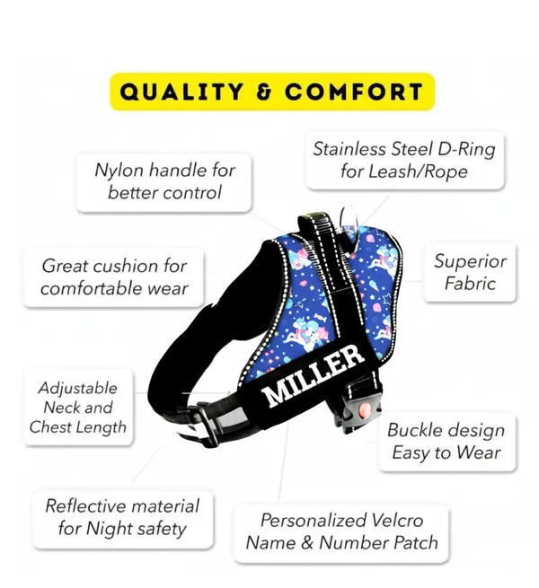 Unicorn_Personalised_Easy_On_Dog_Harness_with_Custom_Name_&_Adjustable_Neck_Strip_&_Chest_Strip