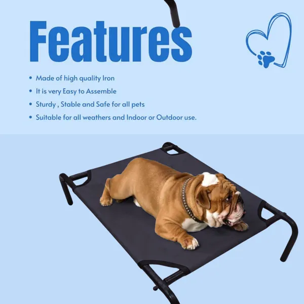 Black_Oxford_Fabric_Premium_&_Elegant_Foldable_Waterproof_Portable_Bed_For_Dog