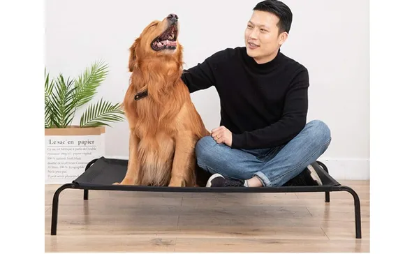 Black_Oxford_Fabric_Premium_&_Elegant_Foldable_Waterproof_Portable_Bed_For_Dog_-_Small_Size