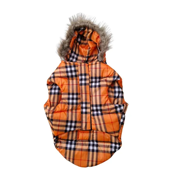 Orange_Polyester_&_Cotton_Premium_&_Elegant_Checkered_Winter_Jacket_For_Dog