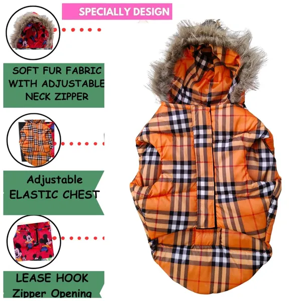 Orange_Polyester_&_Cotton_Premium_&_Elegant_Checkered_Winter_Jacket_For_Dog