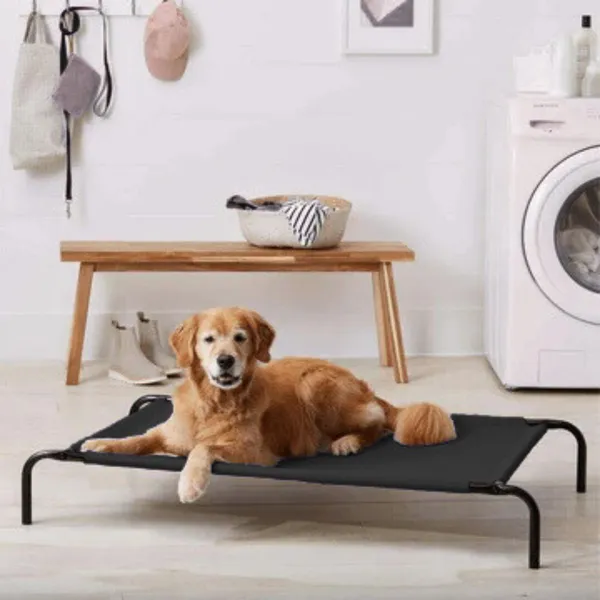 Black_Oxford_Fabric_Premium_&_Elegant_Foldable_Waterproof_Portable_&_Elevated__Bed_For_Dog