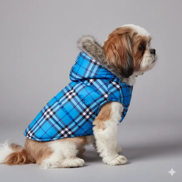 Blue_Polyester_&_Cotton_Premium_&_Elegant_Checkered_Winter_Jacket_For_Dog