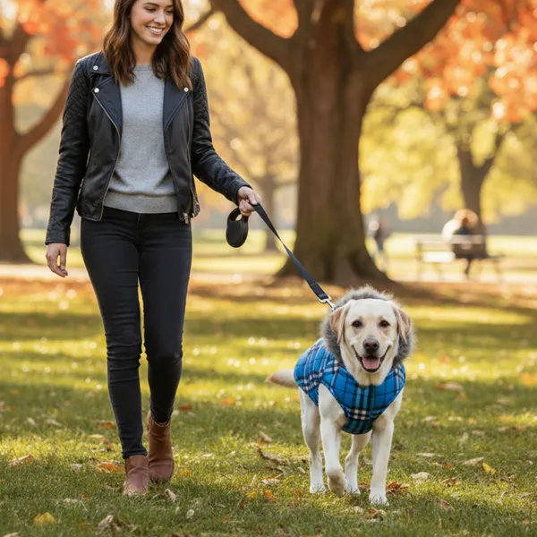 Blue_Polyester_&_Cotton_Premium_&_Elegant_Checkered_Winter_Jacket_For_Dog