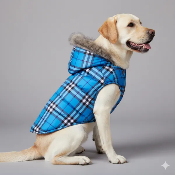 Blue_Polyester_&_Cotton_Premium_&_Elegant_Checkered_Winter_Jacket_For_Dog