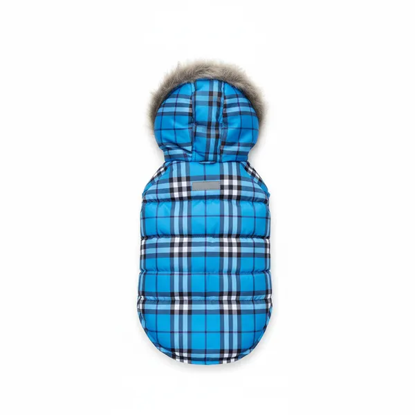 Blue_Polyester_&_Cotton_Premium_&_Elegant_Checkered_Winter_Jacket_For_Dog