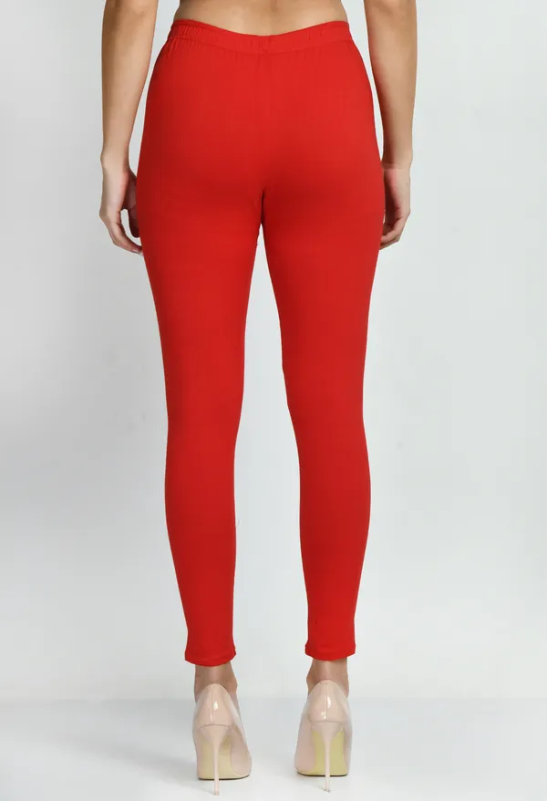 V&M_Red_Women_Cotton_Slim_Fit_Ankle-Length_Leggings
