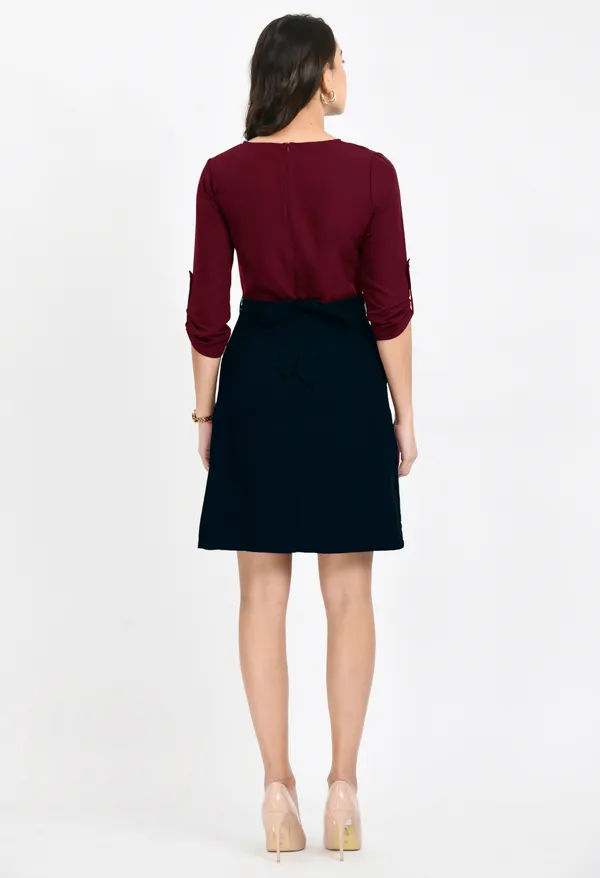 V&M_Marron-Black_Shift_Dress_For_Women