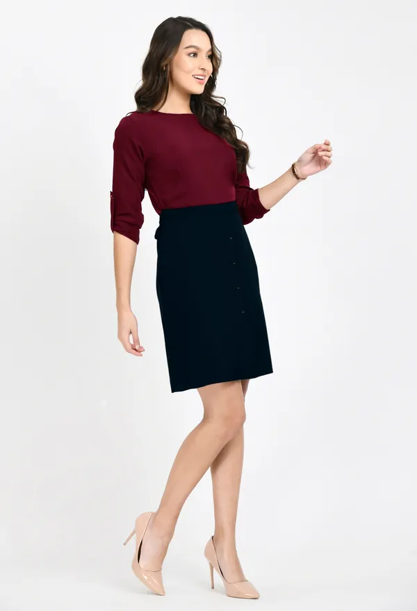V&M_Marron-Black_Shift_Dress_For_Women
