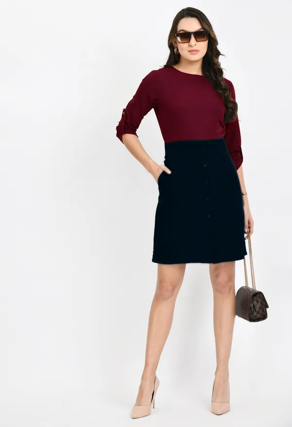 V&M_Marron-Black_Shift_Dress_For_Women