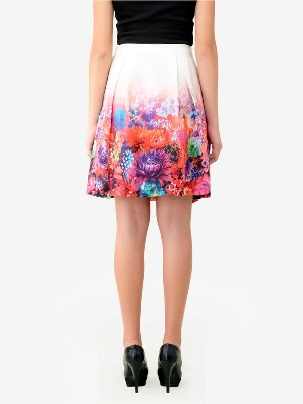 White_Floral_Printed_Skirt_For_Women