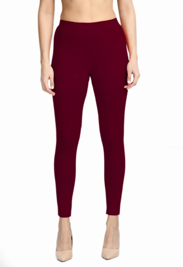 V&M_Maroon_Women_Cotton_Slim_Fit_Ankle-Length_Leggings