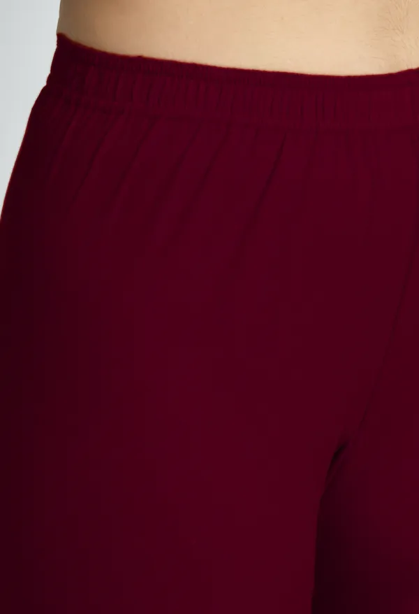 V&M_Maroon_Women_Cotton_Slim_Fit_Ankle-Length_Leggings