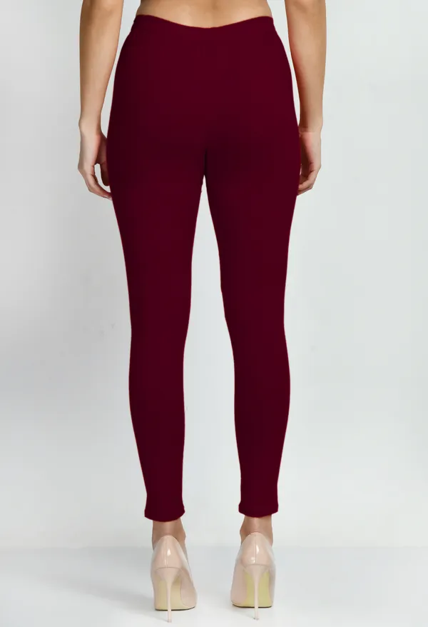 V&M_Maroon_Women_Cotton_Slim_Fit_Ankle-Length_Leggings