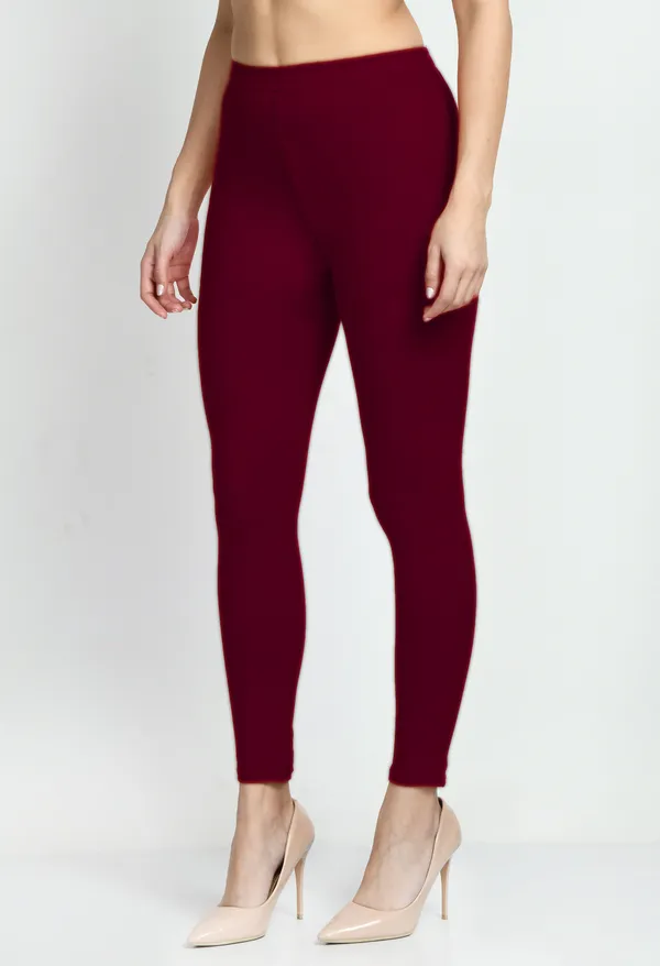 V&M_Maroon_Women_Cotton_Slim_Fit_Ankle-Length_Leggings