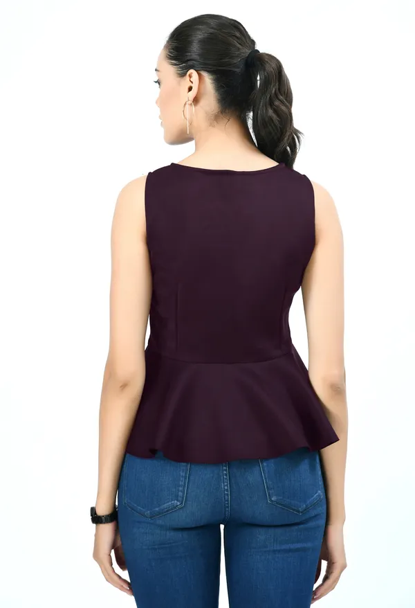 Burgundy_Scuba_Peplum_Top_For_Women