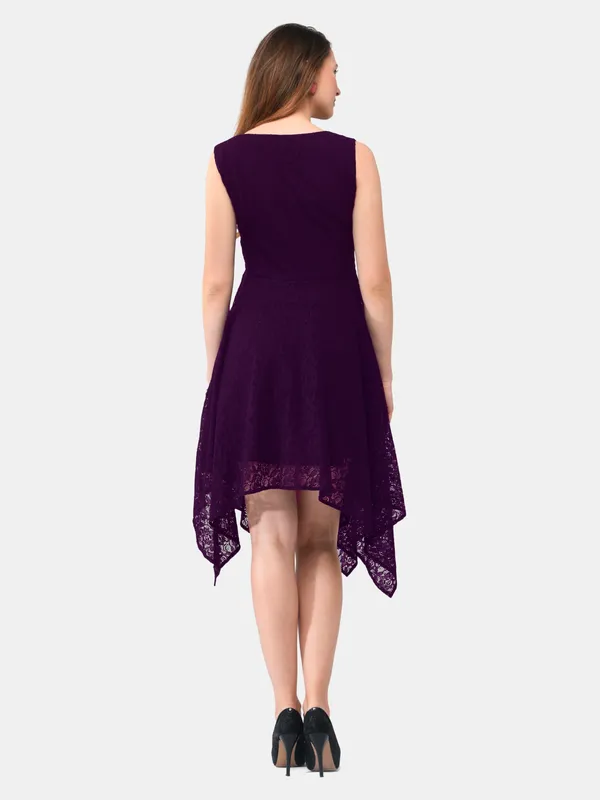 V&M_Purple_Lace_Asymmetrical_Sleeveless_Dress_For_Women