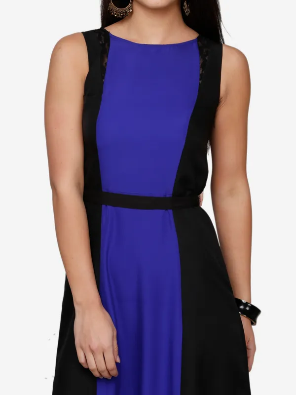 Blue_&_Black_Blocked_Plain_Boat_Neck_Sleeveless_Maxi_Dress_For_Women