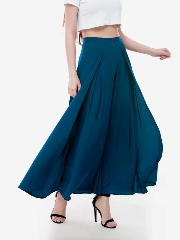 Teal_Blue_Regular_Fit_Solid_Parallel_Skirt_Palazzo