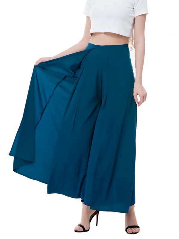 Teal_Blue_Regular_Fit_Solid_Parallel_Skirt_Palazzo