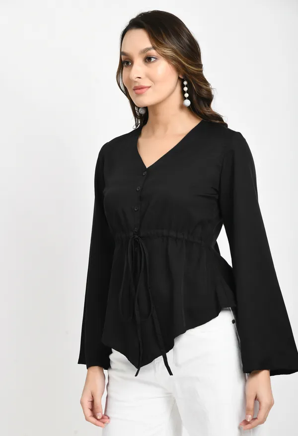 Black_Cinched_Waist_Crepe_Top