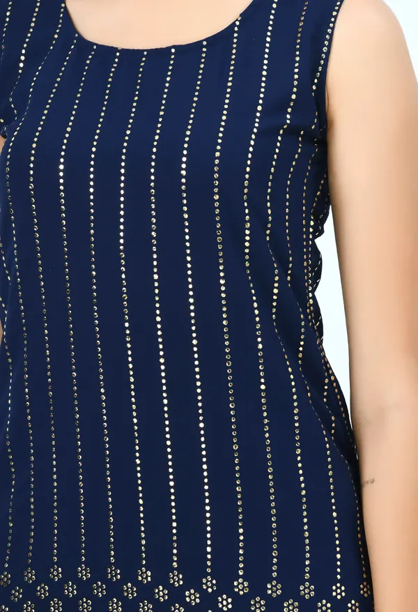 Blue_Printed_Mukaish_Kurti_With_Sharara_&_Dupatta