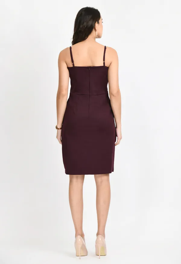 Burgundy_Shoulder_Strap_Sheath_Dress_For_Women