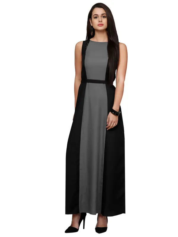 Black_Grey_Blocked_Crepe_Maxi_Dress