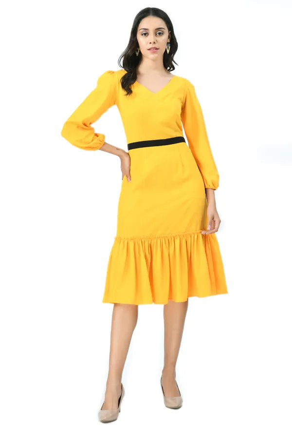 Mustard_Yellow_Crepe_Sheath_Midi_Dress_For_Women